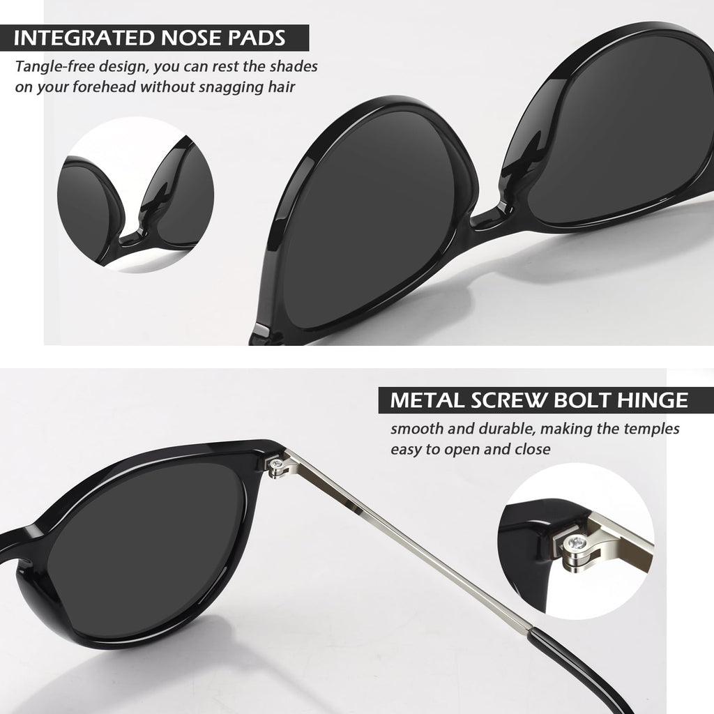 LINVO Sonnenbrille Damen Polarisiert Retro Runde Vintage Designer Stil UV400 Schutz