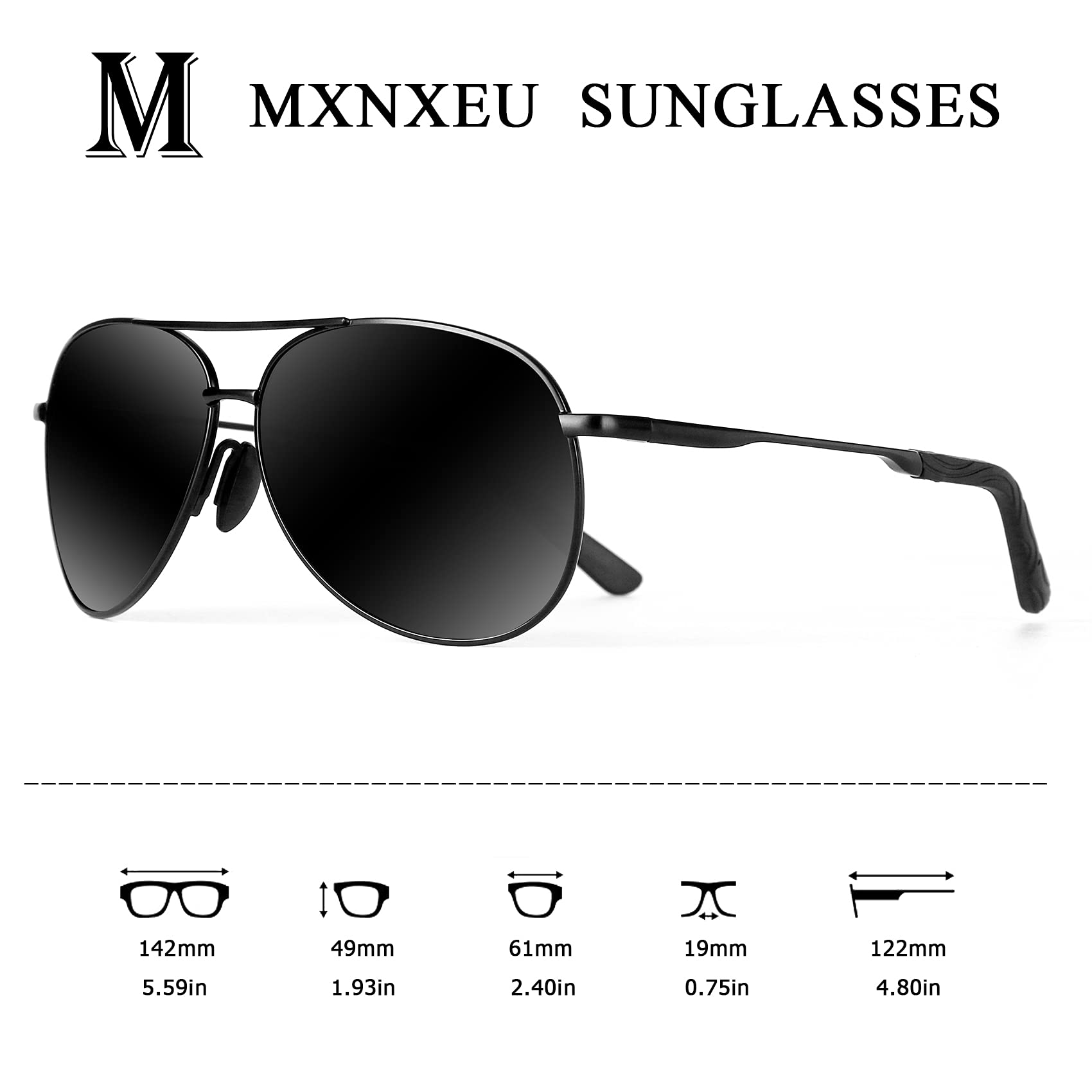 MXNXEU Sonnenbrille Herren Fahrerbrille Polarisiert Schwarz Polarisierte Herren Outdoor Vintage Unisex UV400 Fahren Stile Schwarz