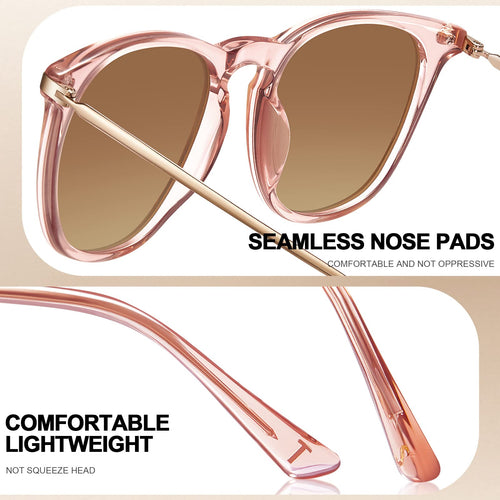 TSEBAN Vintage Polarisierte Damen Sonnenbrille Frauen Blaulichtfilter Brille, Acetat-Rahmen & UV 400 Schutz