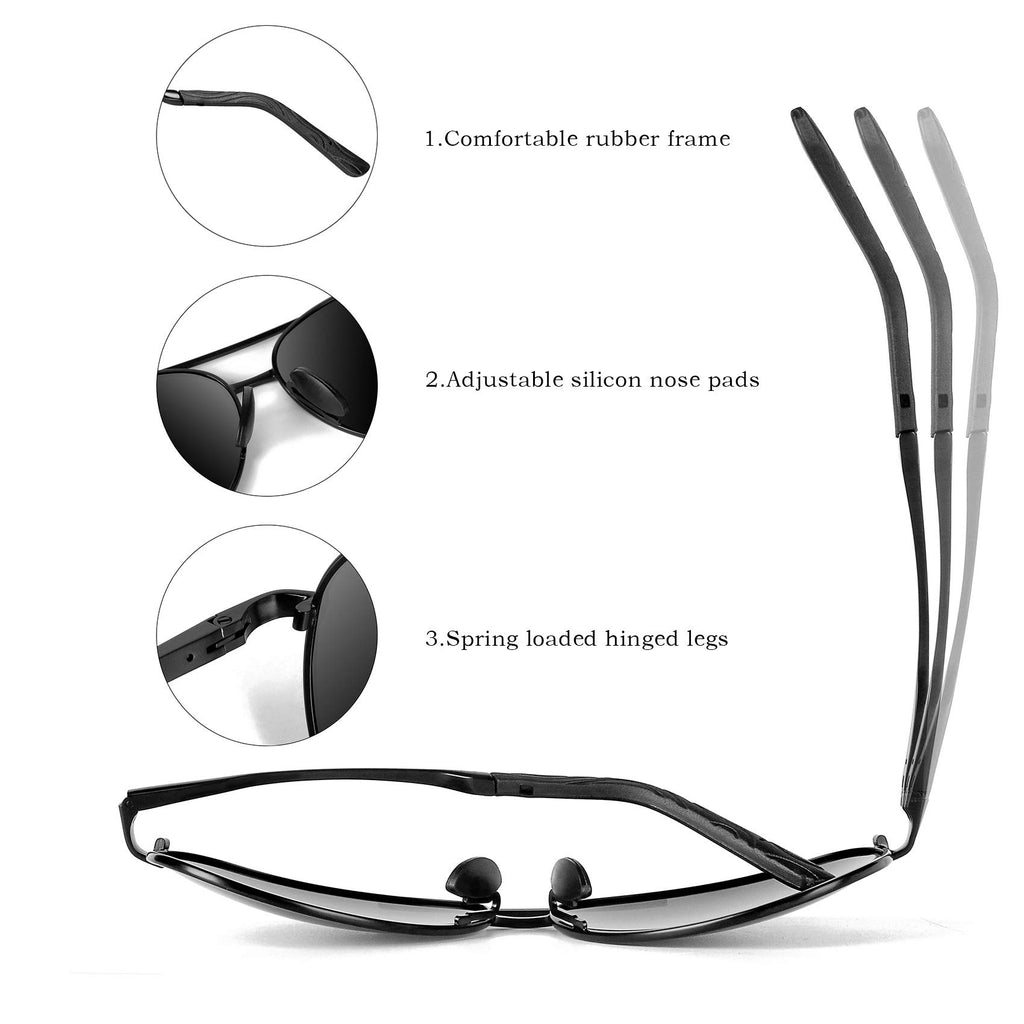 MXNXEU Sonnenbrille Herren Fahrerbrille Polarisiert Schwarz Polarisierte Herren Outdoor Vintage Unisex UV400 Fahren Stile Schwarz