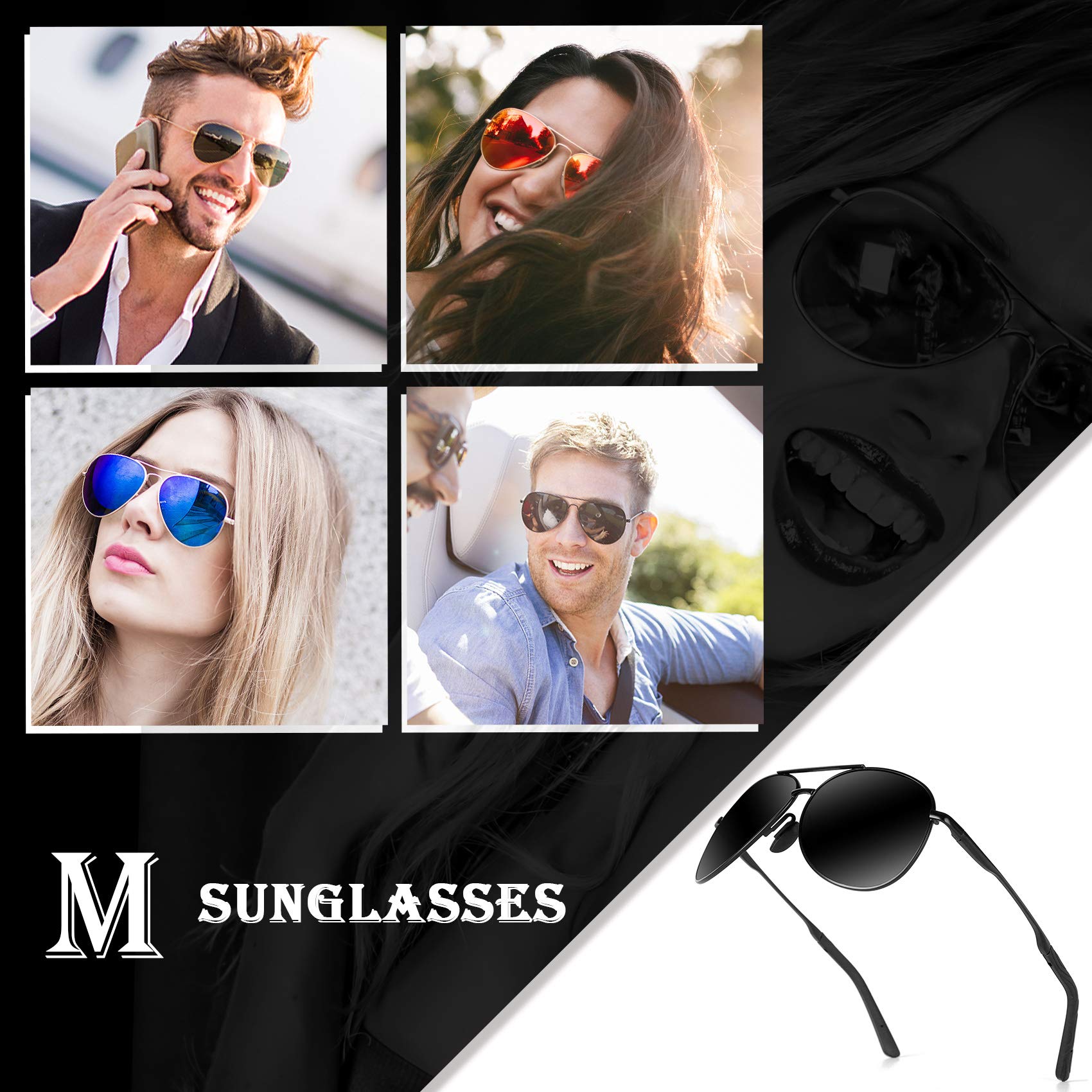 MXNXEU Sonnenbrille Herren Fahrerbrille Polarisiert Schwarz Polarisierte Herren Outdoor Vintage Unisex UV400 Fahren Stile Schwarz